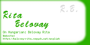 rita belovay business card